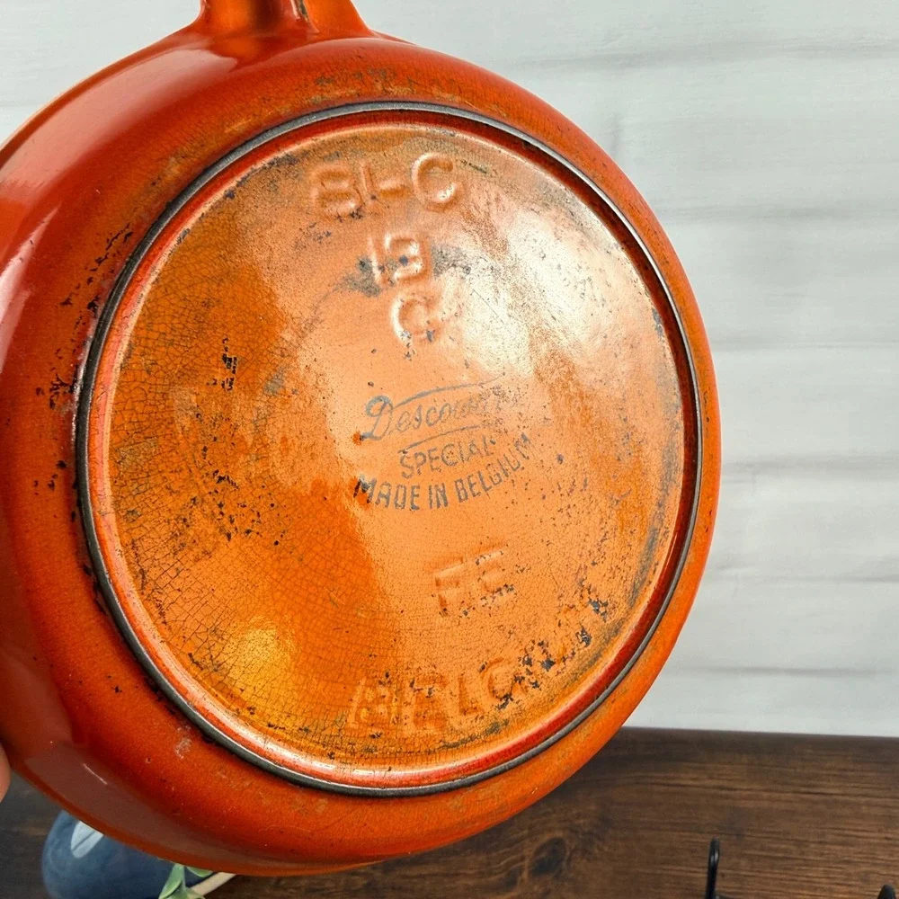 Descoware Enameled Cast Iron Covered Skillet Lid Orange, Made in Belgium
